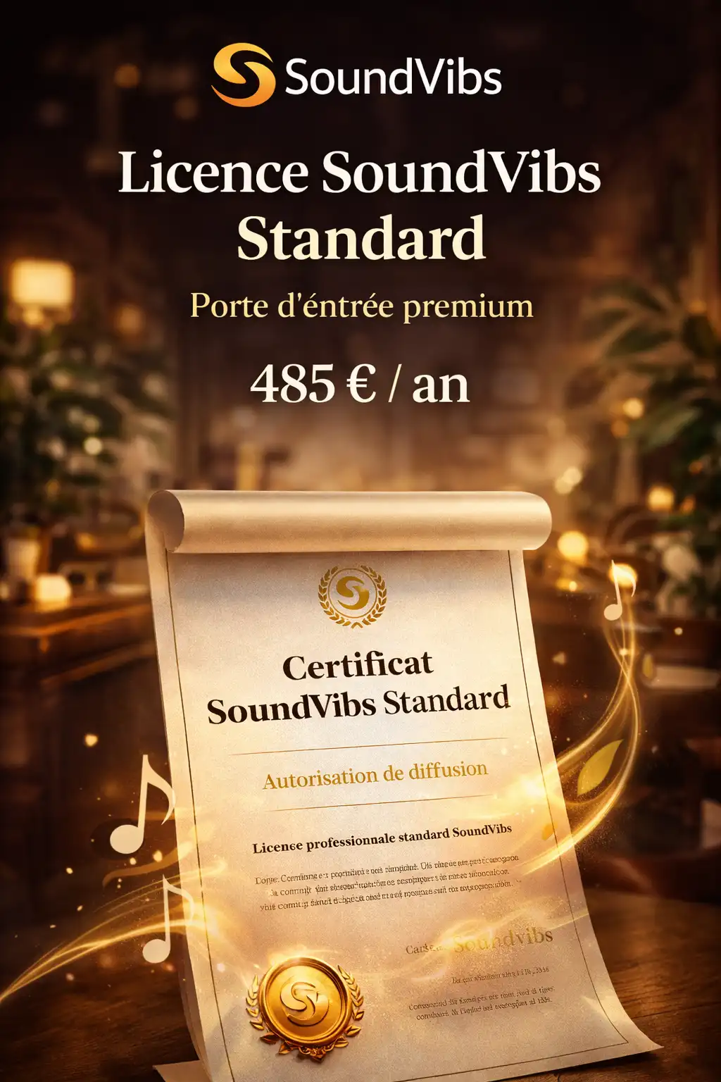 SoundVibs Standard royalty-free business music license